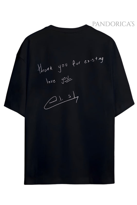 Pandorica's Billie Eilish Sırt ve Ön Baskılı Tasarım Unisex Pamuklu T-shirt ve