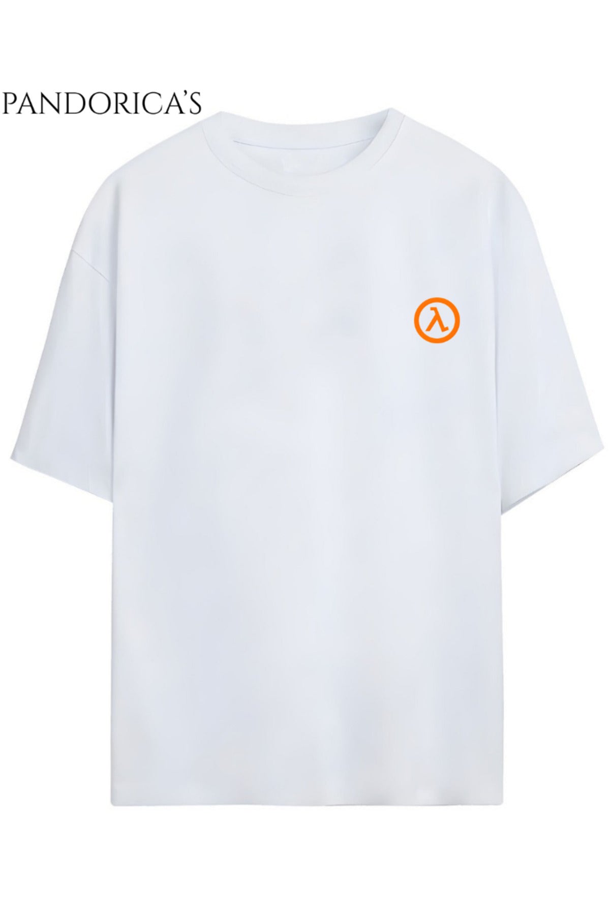 Beyaz Half Life Tasarım Serisi "Black Mesa" Sırt Ve Göğüs Baskılı Yazılı Pamuklu Relaxed Kalıp Gamer T-Shirt - 105