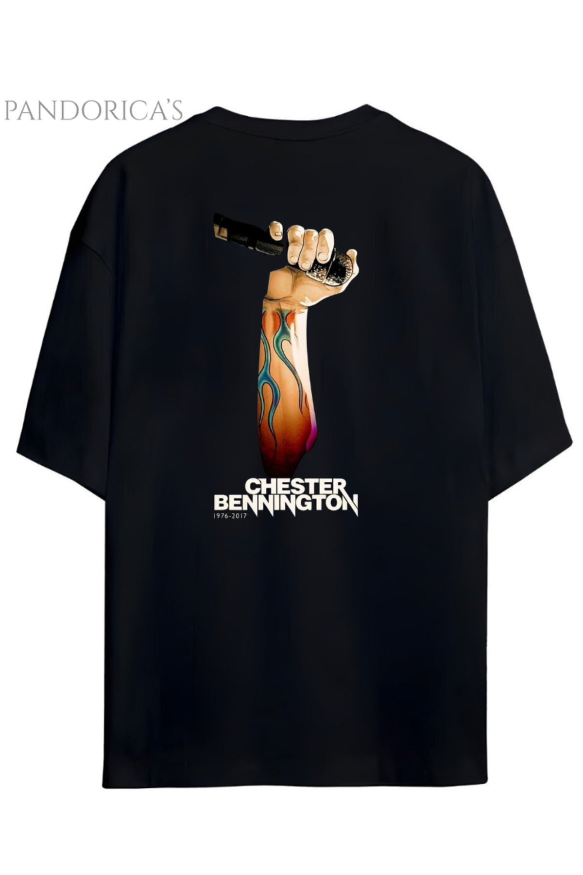 Siyah Linkin Park Chester Bennington Tasarımı Sırt Ve Göğüs Baskılı Unisex Pamuklu T-Shirt - 28
