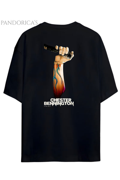 Linkin Park Chester Bennington Tasarimi Sırt ve Göğüs Baskılı Unisex Pamuklu T-shirt