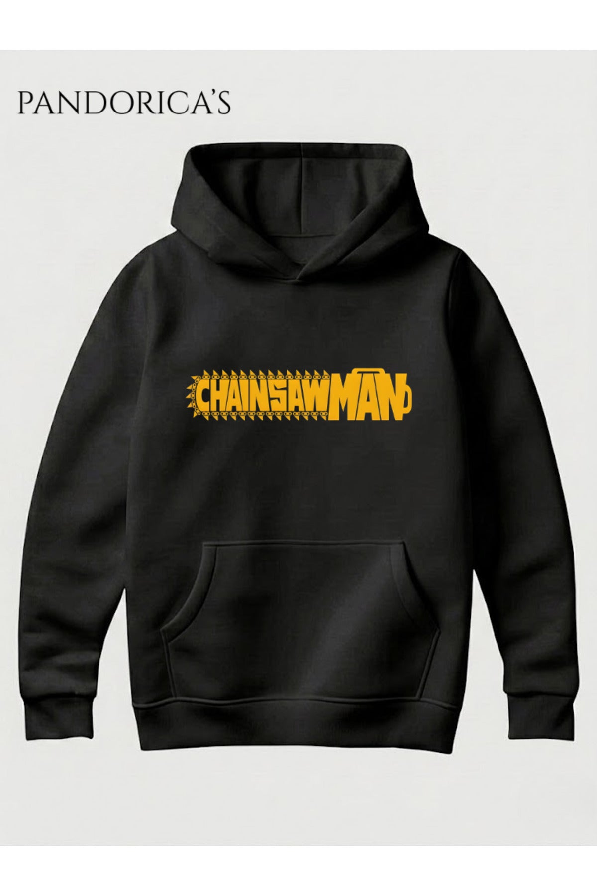Siyah Chainsaw Man Anime Manga Tasarım Serisi Yazılı Baskılı Unisex Kapüşonlu Pamuklu Sweatshirt Hoodie - 24