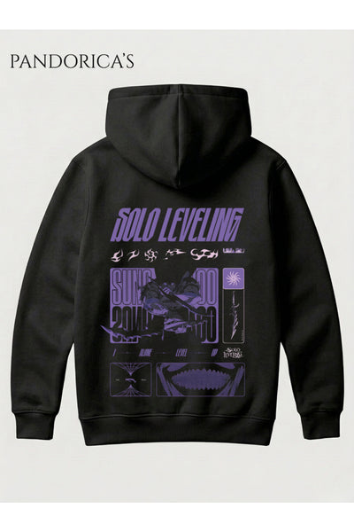 SOLO LEVELING ANİME SUNG JİNWOO Tasarımı Yazılı SIRT Baskılı Yazılı Baskılı Unisex Kapüşonlu Pamuklu Sweatshirt Hoodie