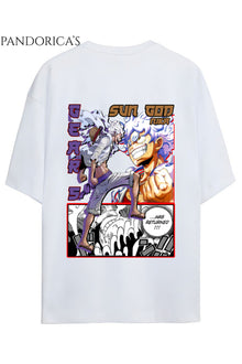 ONE PIECE TASARIM SERİSİ "SUN GOD " SIRT BASKILI YAZILI UNISEX PAMUKLU TİŞÖRT