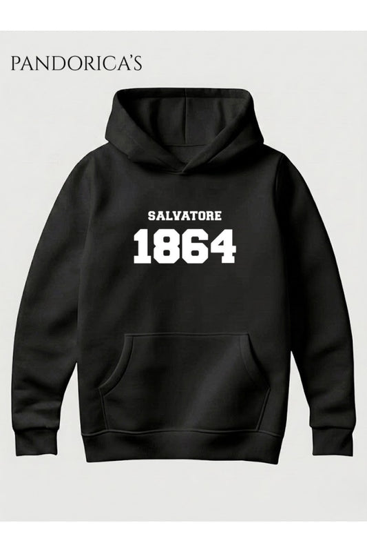 The Vampire Diaries Tasarımı "Salvatore 1864" Yazılı Kolej Font Baskılı Pamuklu Kapüşonlu Unisex Sweatshirt Hooded (Hoodie)