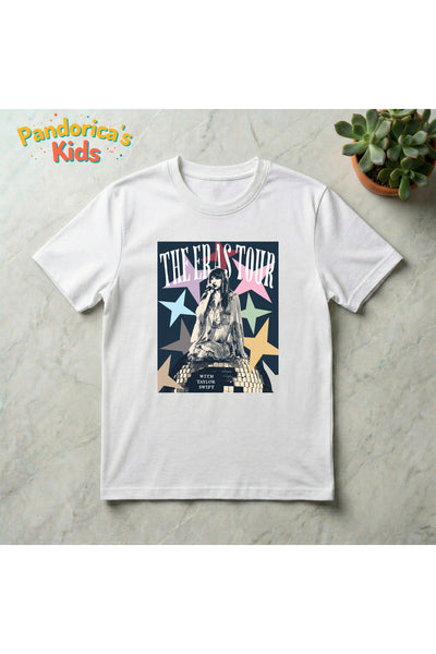 Pandorica's TAYLOR SWIFT THE ERAS TOUR Tasarımı Pamuklu Unisex Çocuk T-shirt