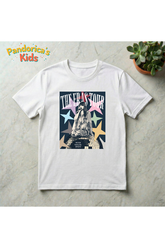 Pandorica's TAYLOR SWIFT THE ERAS TOUR Tasarımı Pamuklu Unisex Çocuk T-shirt