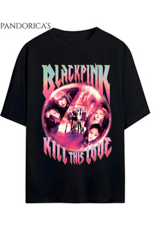 BLACKPINK Tasarım Serisi "KILL THIS LOVE" Yazılı Baskılı Unisex Relaxed Kalıp Tişört