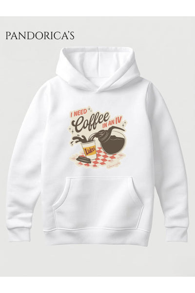 GILMORE GIRLS "I NEED COFFEE IN AN IV" Lorelai Gilmore Kahve Tasarımı Yazılı Baskılı Unisex Kapüşonlu Pamuklu Sweatshirt Hoodie
