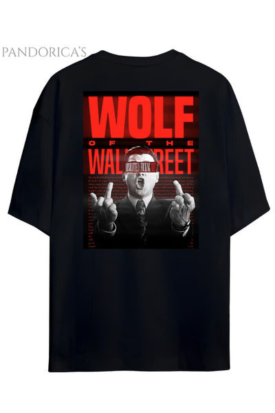Pandorica's The Wolf Of Wall Street Tasarımı Sırt ve Göğüs Baskılı Unisex Pamuklu T-shirt