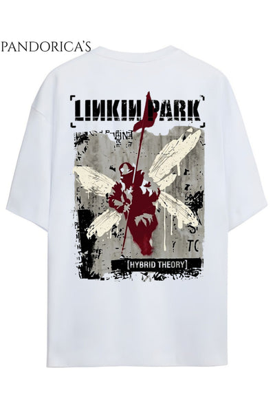 Linkin Park "HYBRID THEORY" Albüm Tasarimi Yazılı Sırt Ve Ön Baskılı Unisex Pamuklu T-shirt