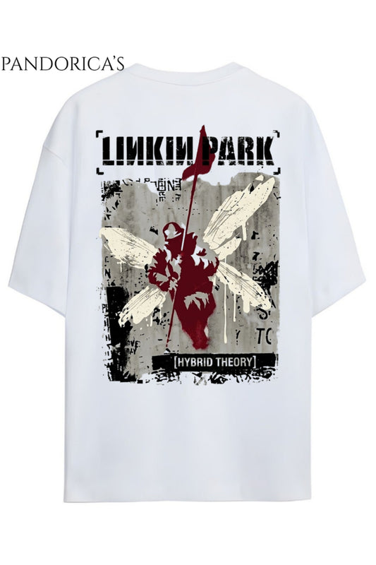 Linkin Park "HYBRID THEORY" Albüm Tasarimi Yazılı Sırt Ve Ön Baskılı Unisex Pamuklu T-shirt