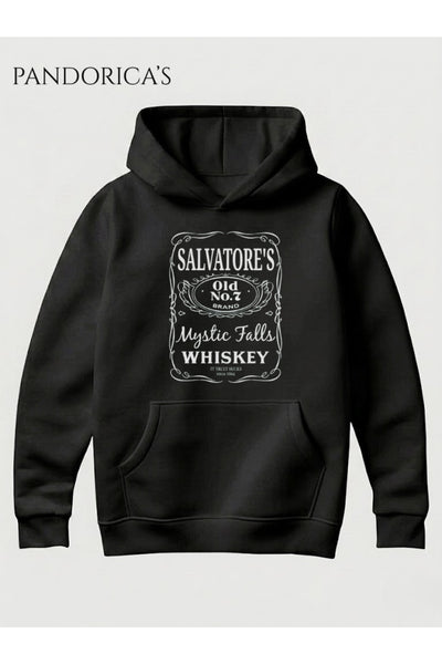 The Vampire Diaries Tasarımı "Salvatore's Mystic Falls" Yazılı Baskılı Unisex Pamuklu Kapüşonlu Sweatshirt Hooded (Hoodie)