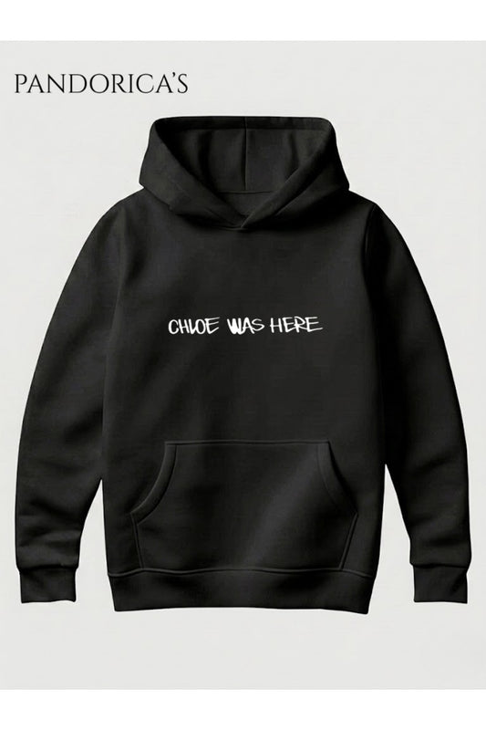 LIFE IS STRANGE Tasarımı "CHLOE WAS HERE" Yazılı Baskılı Unisex Kapüşonlu Pamuklu Sweatshirt Hoodie