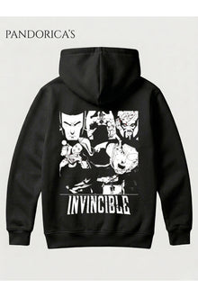 INVINCIBLE Friends & Foes Tasarım Serisi Yazılı Sırt ve Ön Baskılı Unisex Kapüşonlu Pamuklu Sweatshirt (Hoodie)