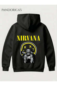 NIRVANA Tasarımı Yazılı SIRT Baskılı Unisex Kapüşonlu Pamuklu Sweatshirt Kanguru Cep Hoodie