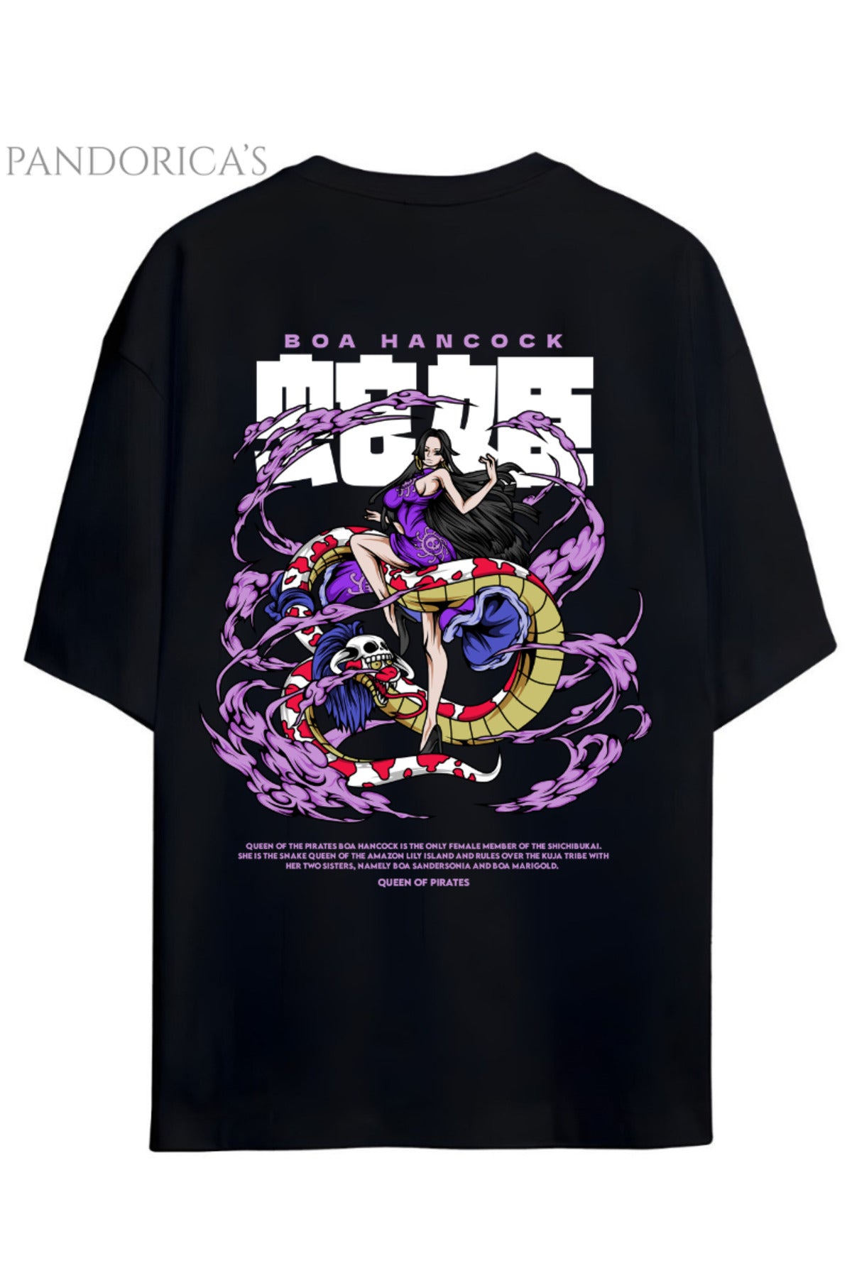 One Piece Özel Tasarım Serisi "Boa Hancock" Sırt Baskılı Yazılı Unisex Pamuklu Tişört