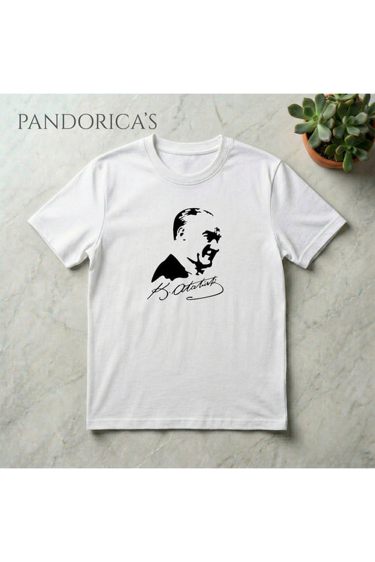 Pandorica's Mustafa Kemal ATATÜRK Tasarımı İmzalı Baskılı Unisex Pamuklu T-shirt