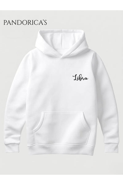 Terazi Burcu Zodyak Takımyıldız Sırt Ve Göğüs Baskılı Kapüşonlu Pamuklu Sweatshirt – Libra (Hoodie)