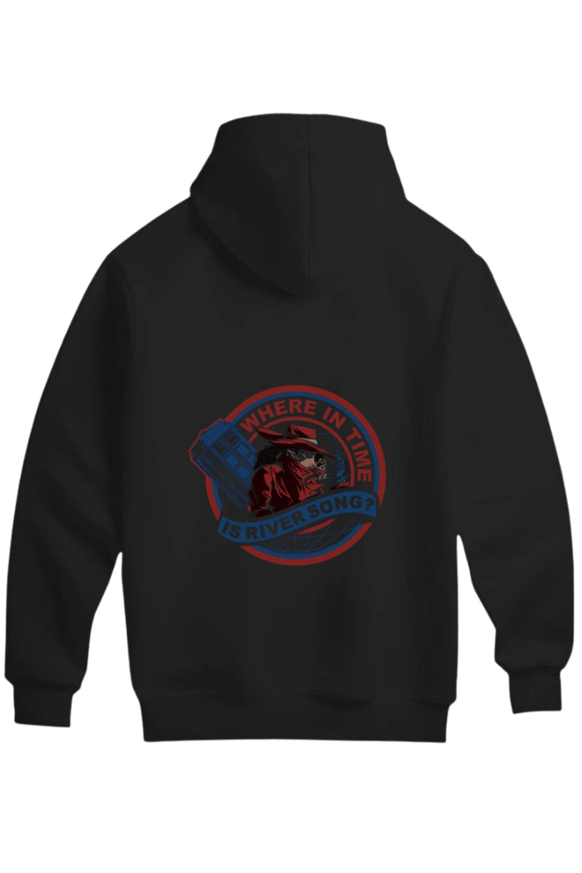 Siyah Doctor Who Tasarımı Unisex Kapüşonlu Pamuklu Sweatshirt (Hoodie) - 10S