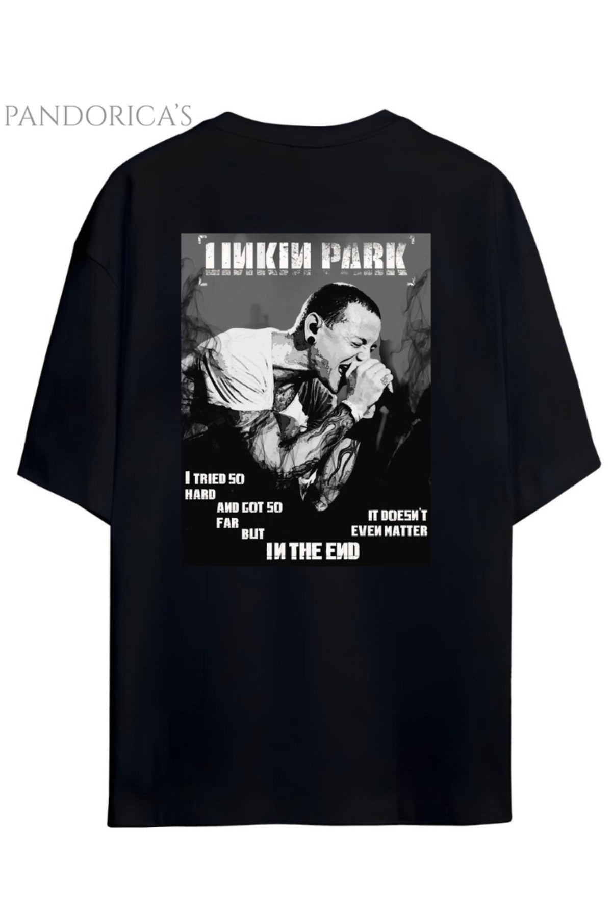 Linkin Park Chester Bennigton Tasarımı Sırt Ve Göğüs Baskılı Unisex Pamuklu T-Shirt