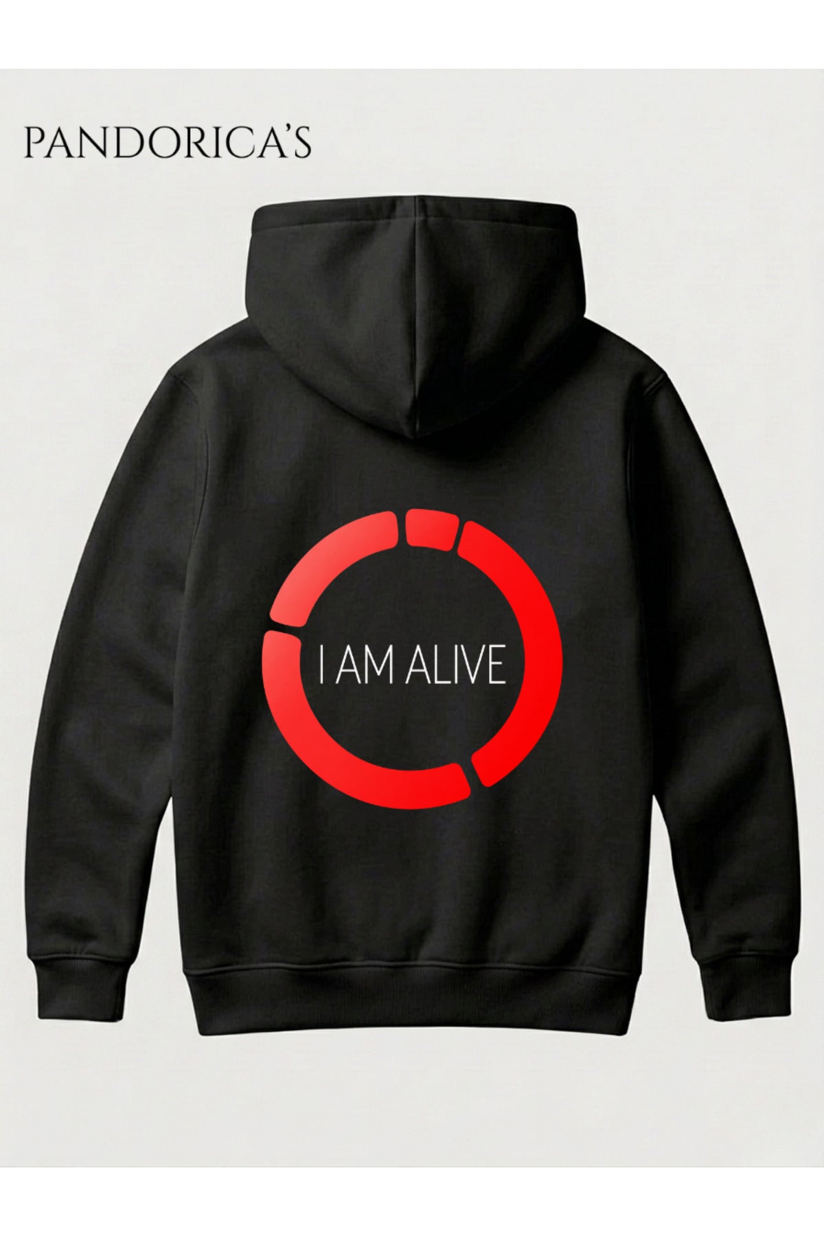 Siyah Detroit:become Human Seçim Anı Tasarımı "I'm Alive" Yazılı Ön Ve Sırt Baskılı Unisex Kapüşonlu Pamuklu Sweatshirt Hoodie - 167