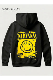 NIRVANA Tasarımı Yazılı SIRT Baskılı Unisex Kapüşonlu Pamuklu Sweatshirt Kanguru Cep Hoodie