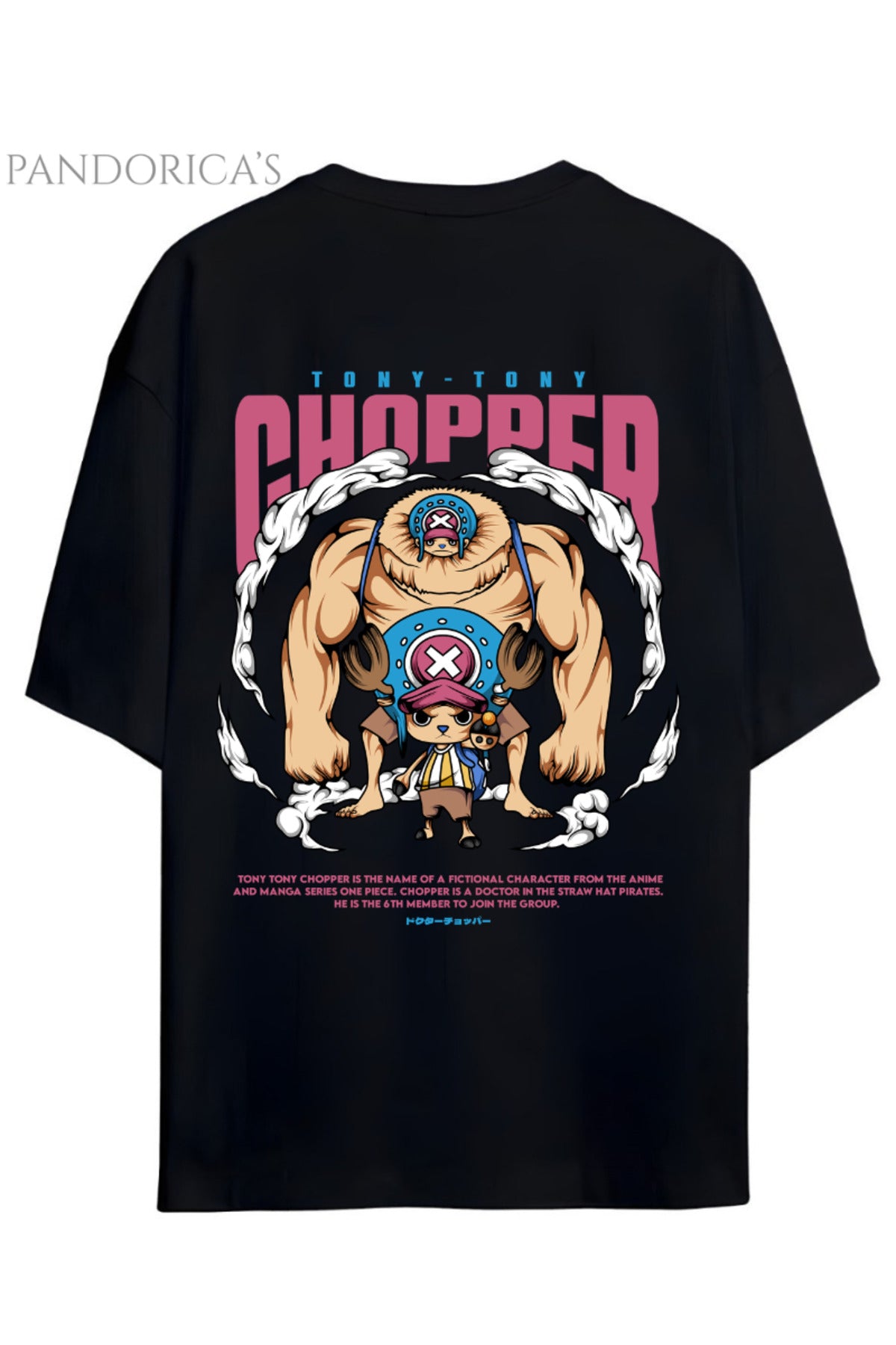 One Piece Özel Tasarım Serisi "Tony Tony Chopper" Sırt Baskılı Yazılı Unisex Pamuklu Tişört