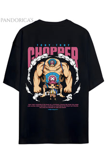 ONE PIECE ÖZEL TASARIM SERİSİ "TONY TONY CHOPPER" SIRT BASKILI YAZILI UNISEX PAMUKLU TİŞÖRT