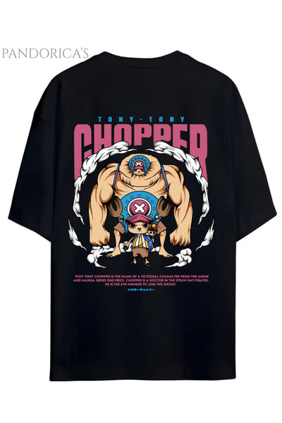 ONE PIECE ÖZEL TASARIM SERİSİ "TONY TONY CHOPPER" SIRT BASKILI YAZILI UNISEX PAMUKLU TİŞÖRT