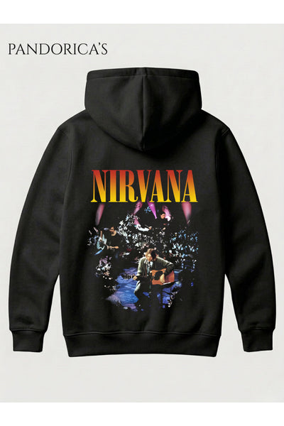 NIRVANA Efsanevi UNPLUGGED Performansı (1993) Tasarımı Yazılı SIRT Baskılı Unisex Kapüşonlu Pamuklu Sweatshirt Hoodie