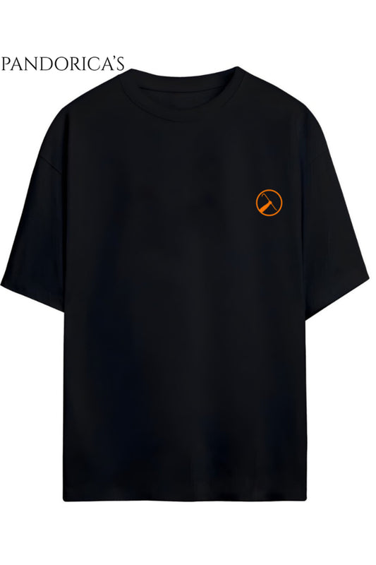 Half Life Tasarım Serisi "BLACK MESA" Sırt ve Göğüs Baskılı Yazılı Pamuklu Relaxed Kalıp Gamer T-shirt