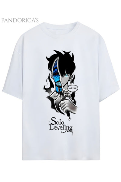 Solo Leveling Tasarım Serisi "ARISE" Yazılı Baskılı Pamuklu Unisex Tişört
