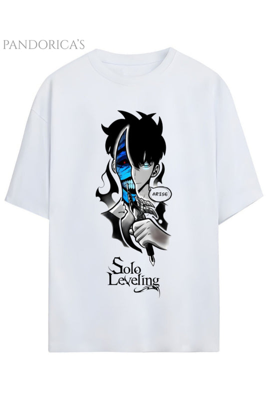 Solo Leveling Tasarım Serisi "ARISE" Yazılı Baskılı Pamuklu Unisex Tişört