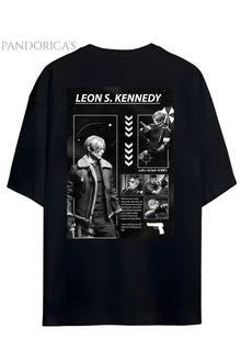 Pandorica's Resident Evil Leon S. Kennedy Tasarimi Sırt ve Göğüs Baskılı Unisex Pamuklu T-shirt