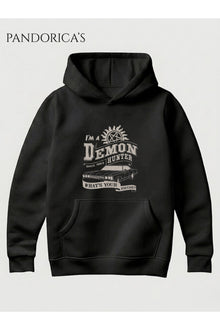 SUPERNATURAL Tasarım Serisi I'M A DEMON HUNTER WHAT'S YOUR EXCUSE" Yazılı Baskılı Unisex Kapüşonlu Pamuklu Sweatshirt Hoodie