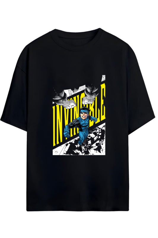 INVINCIBLE FRİENDS & FOES (DOSTLAR VE DÜŞMANLAR) YAZILI BASKILI PAMUKLU RELAXED KALIP UNISEX TİŞÖRT
