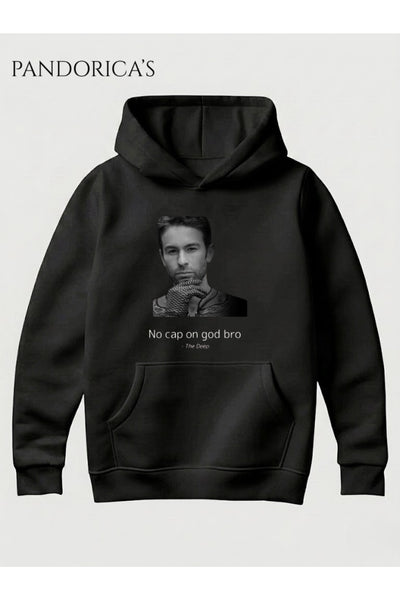 The Boys DEEP Meme Tasarımı "No Cap On God, Bro" Yazılı Baskılı Unisex Kapüşonlu Pamuklu Sweatshirt Hoodie