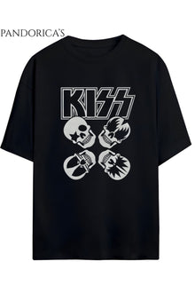 KISS Tasarımı Yazılı Baskılı Unisex Pamuklu Relaxed Kalıp Tişört