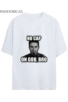 The Boys Tasarımı Deep Meme "No CAP ON GOD BRO" Yazılı Baskılı Unisex Pamuklu Relaxed Kalıp Tişört