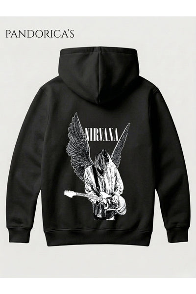 NIRVANA KURT COBAIN Tasarımı Yazılı SIRT Baskılı Unisex Kapüşonlu Pamuklu Sweatshirt Kanguru Cep Hoodie