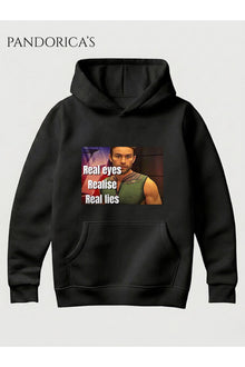 The Boys DEEP Meme Tasarımı "Real Eyes Realise Real Lies" Yazılı Baskılı Unisex Kapüşonlu Pamuklu Sweatshirt Hoodie