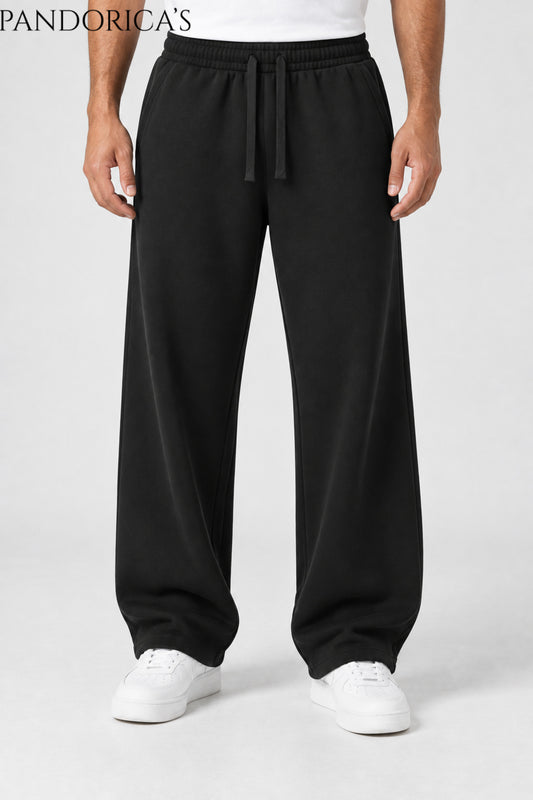 Unisex Siyah Baggy Eşofman %100 Pamuk 3 İplik Mevsimlik/Kışlık
