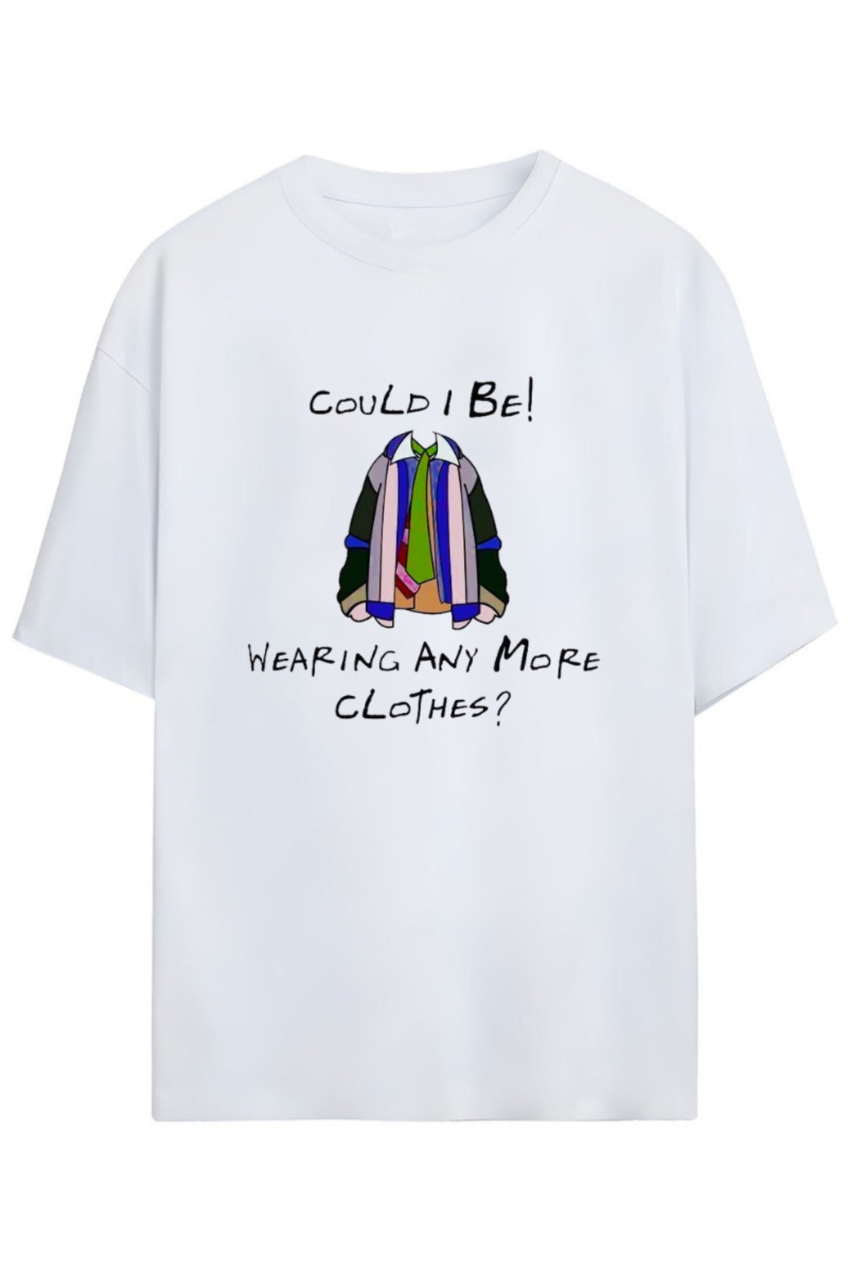 Beyaz Friends Tasarımı Unisex Pamuklu T-Shirt - 13