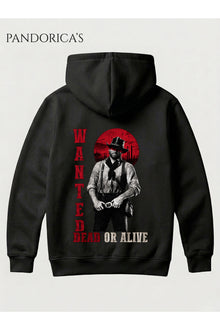 Red Dead Redemption 2 Arthur Morgan "WANTED DEAD OR ALIVE" Tasarımı Yazılı SIRT VE ÖN Baskılı Unisex Kapüşonlu Pamuklu Sweatshirt Hoodie