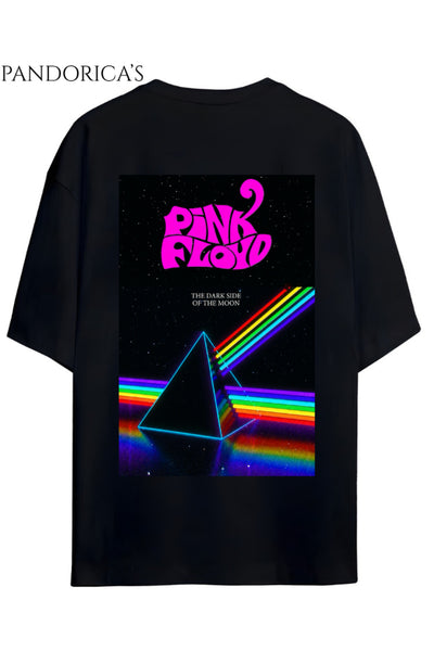Pink Floyd Tasarımı Yazılı Sırt Baskılı Unisex Relaxed Kalıp Pamuklu T-shirt