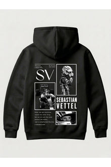 SEBASTIAN VETTEL 5 Tasarımı Yazılı SIRT VE GÖĞÜS BASKILI Unisex Kapüşonlu Pamuklu Sweatshirt (Hoodie)