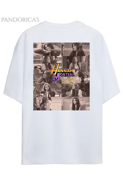 Pandorica's Hannah Montana Forever 20. Yıl Miley Cyrus Tasarımı Sırt Baskılı Unisex Pamuklu T-shirt
