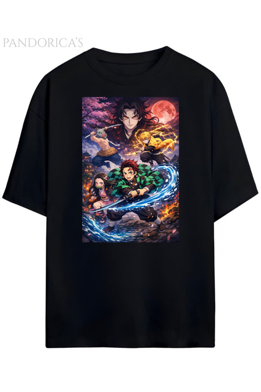 Pandorica's Demon Slayer Tasarimi Unisex Pamuklu T-shirt