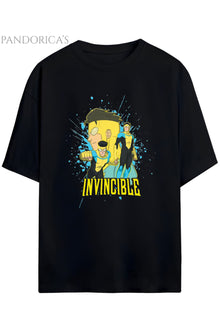 INVINCIBLE YAZILI BASKILI PAMUKLU RELAXED KALIP UNISEX TİŞÖRT
