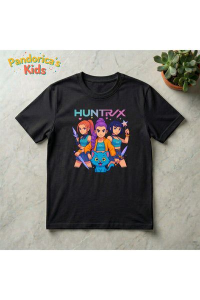 Pandorica's Kpop İblis Avcıları (Demon Hunters) Tasarımı Pamuklu Unisex Çocuk T-shirt